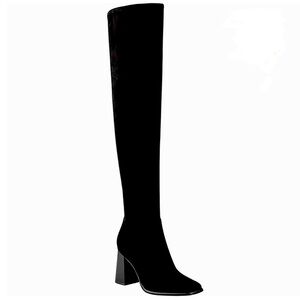 Marc Fisher Denki Black Faux Suede Block Heel Over The Knee Boots Wm’s Sz 5 New